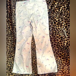 Girls 10/12 plus Floral Embroidered crème flared jeans nwot